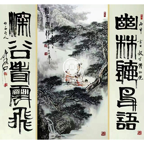 张寿石网上画廊-篆书四言联中堂作品