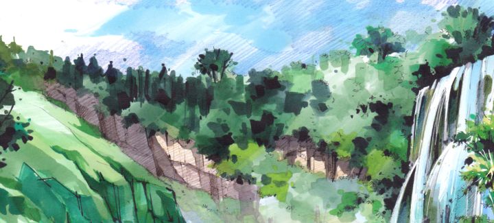 快速手绘景观赶路中高中马克笔上色朝作文提高植物v景观前图片