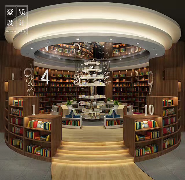牛逼哄哄的效果图!广州创意书店装修,装潢出众书店