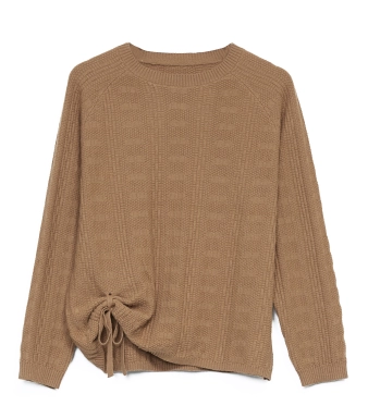 原创品牌设计插肩袖圆领毛衣女短款