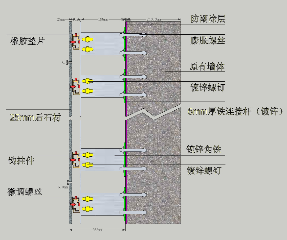 室内墙面石材干挂法施工方案