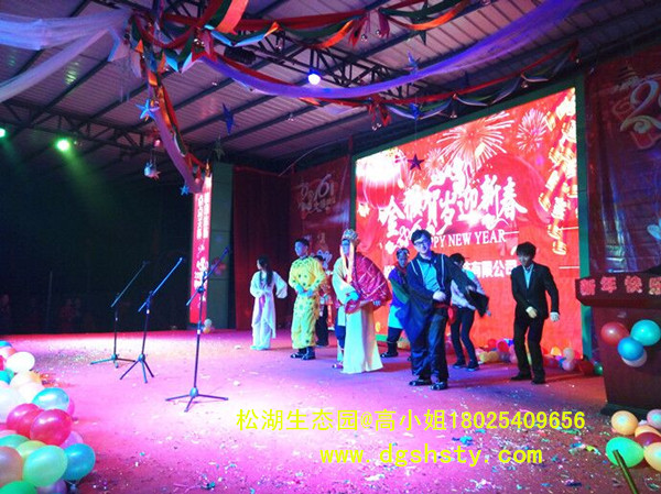 深圳农家乐年会场地,深圳LED大屏舞台用餐一