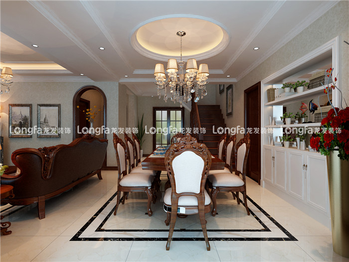 龙发装饰|天津滨海新区(塘沽)融公馆欧式跃层案