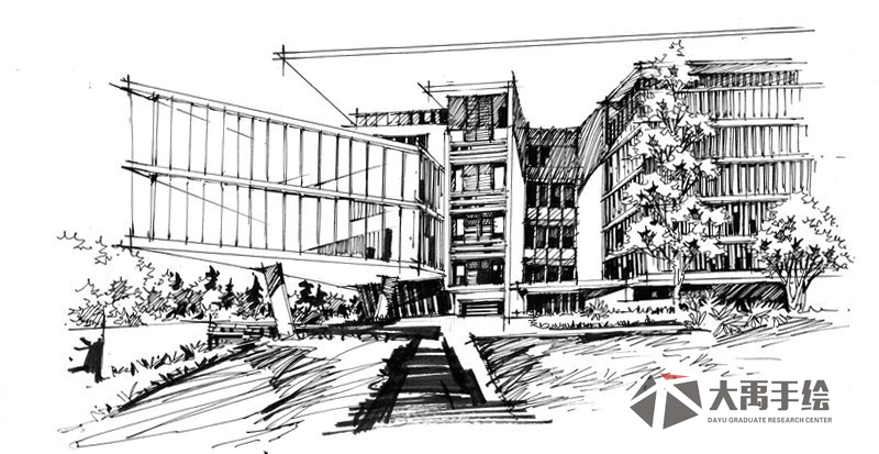 手绘考研培训首选大禹手绘 建筑手绘景观手绘