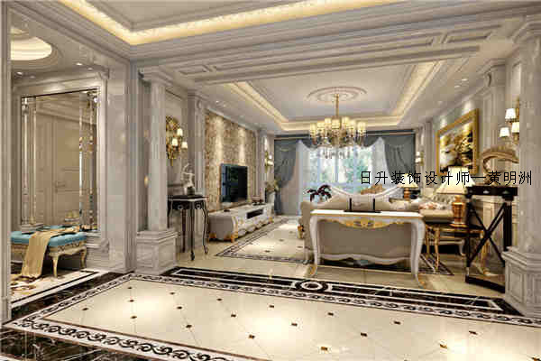 西安169平房子装修,新古典风格电视背景墙 - 中