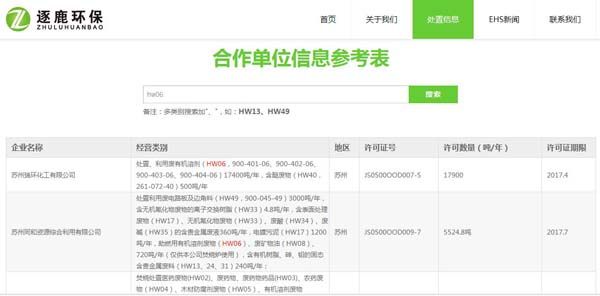 江苏有机溶剂废物HW06危废处理单位