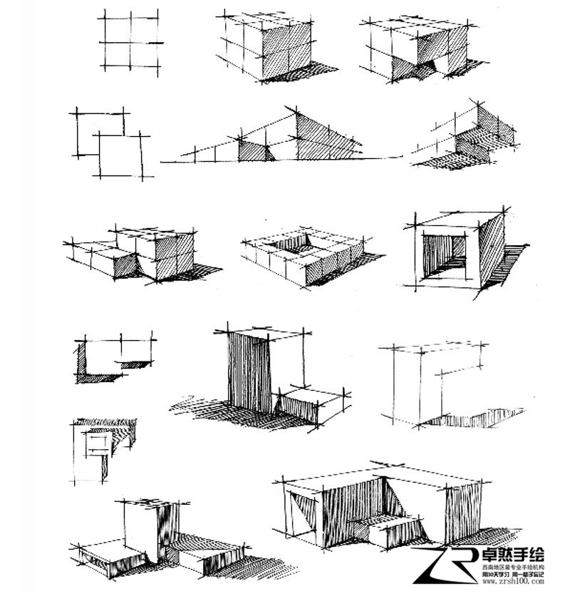 卓然手绘培训第1阶段: 基础夯实阶段,训练线条和基础课,材质肌理课程