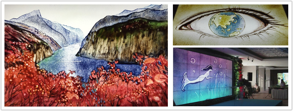 北京著名沙画师房鑫沙画创作,沙画定制