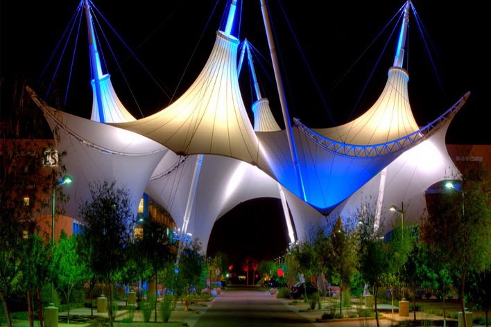 惠州观景台膜结构公司|惠州学校看台张拉膜生产公司|天地中